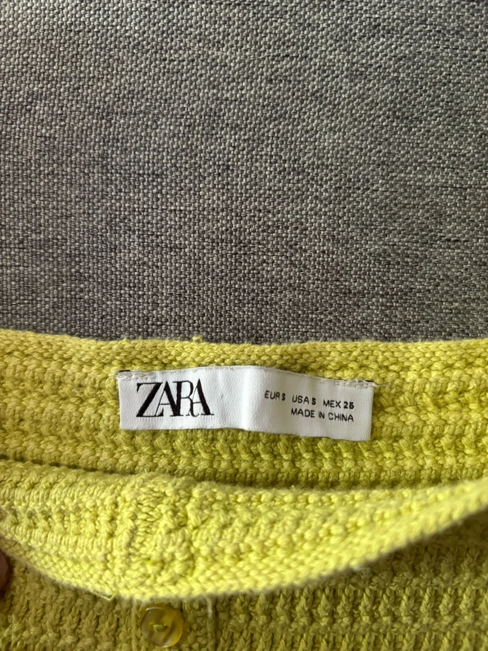 Zara Yellow Textured Knit Cardigan